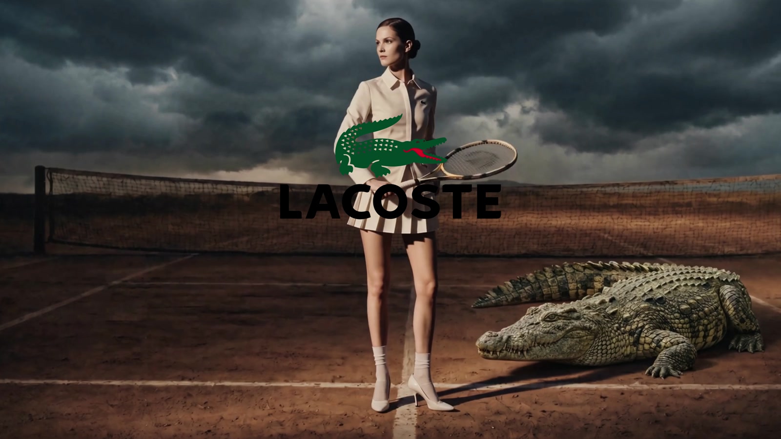 The player standing beside the crocodile on the court