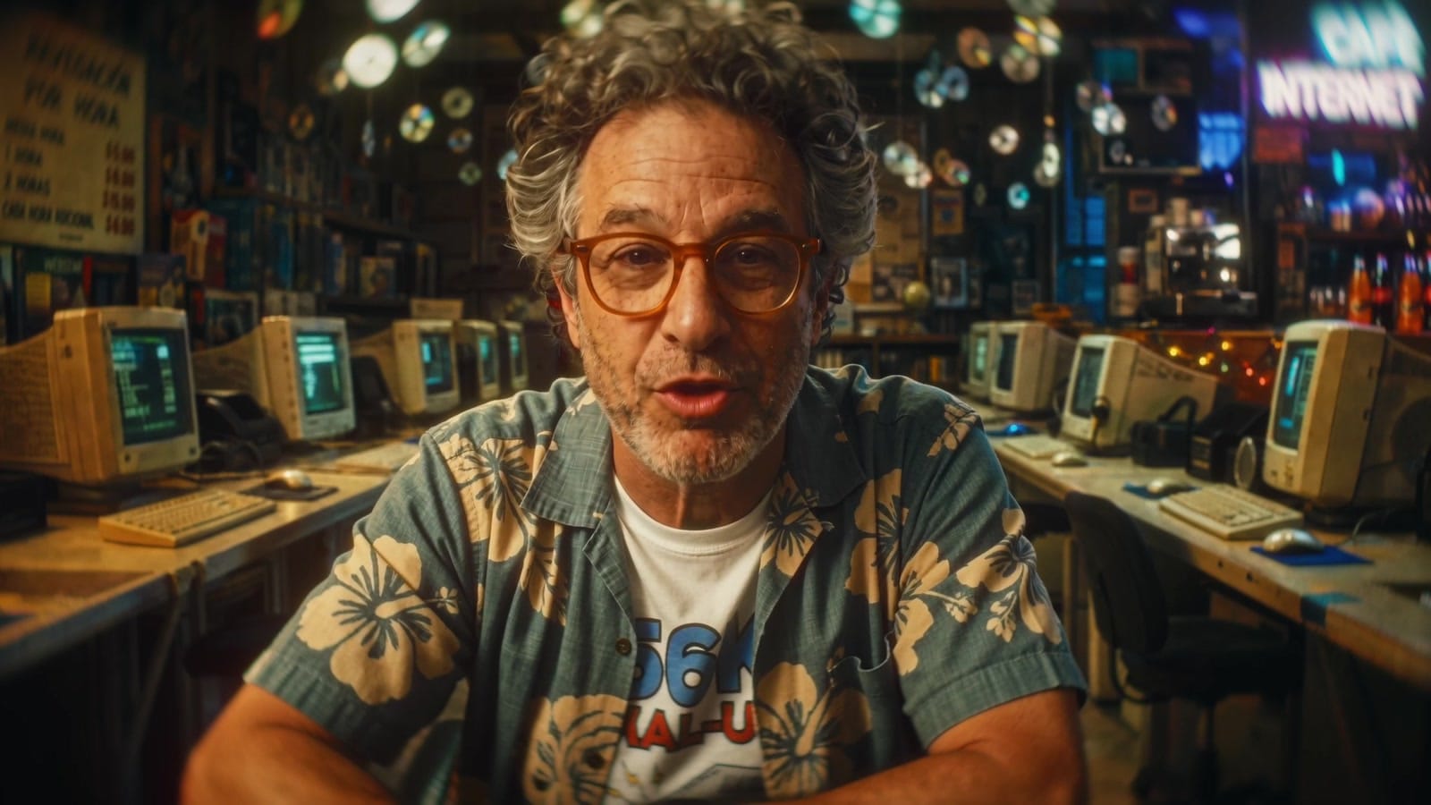 Álvaro today, interviewed in his internet café